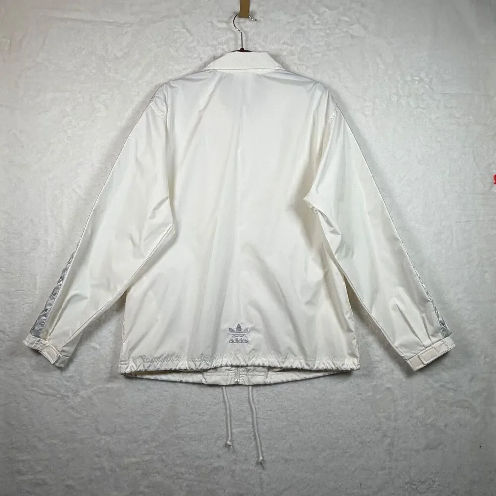 Adidas Originals Trefoil Windbreaker Jacket Men M White Logo Tape Vintage Style